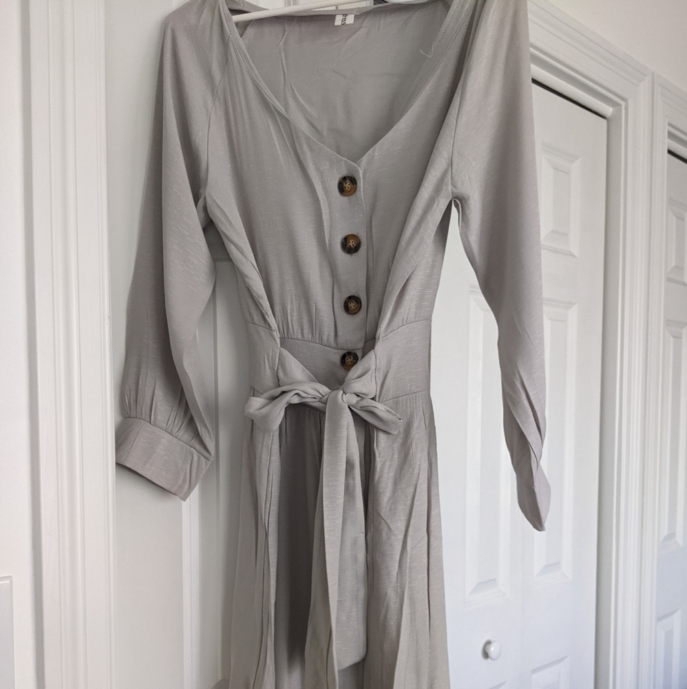 Button down V-neck dress